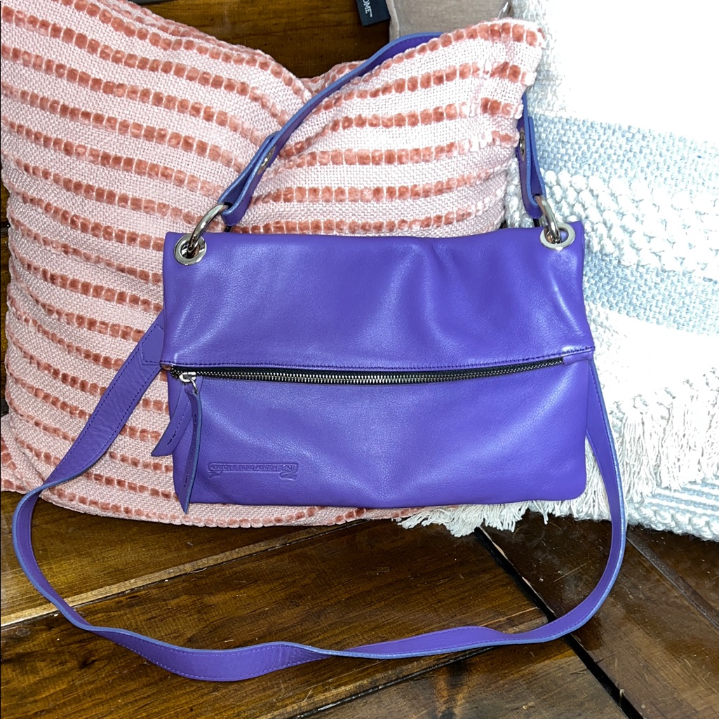 Soft Supple Purple Leather Shoulder Bag- Os